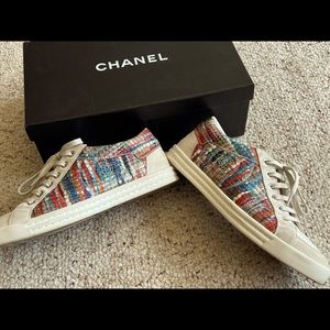 Authentic Chanel Tweed Boucle Sneakers